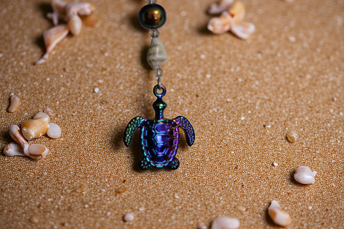 “RAINBOW ALLOY SEA TURTLE REARVIEW MIRROR CAR CHARM”