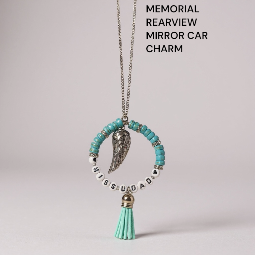 “IN MEMORY OF ANGEL WING REARVIEW MIRROR CAR CHARM”