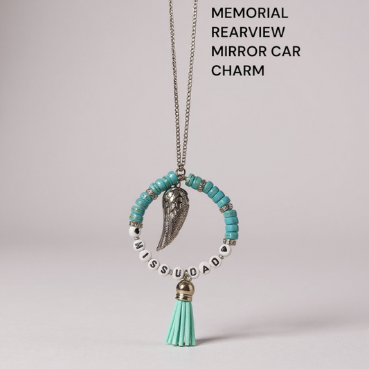 “IN MEMORY OF ANGEL WING REARVIEW MIRROR CAR CHARM”