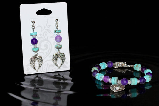 “ANGEL WING EARRINGS AND BRACELET SET”