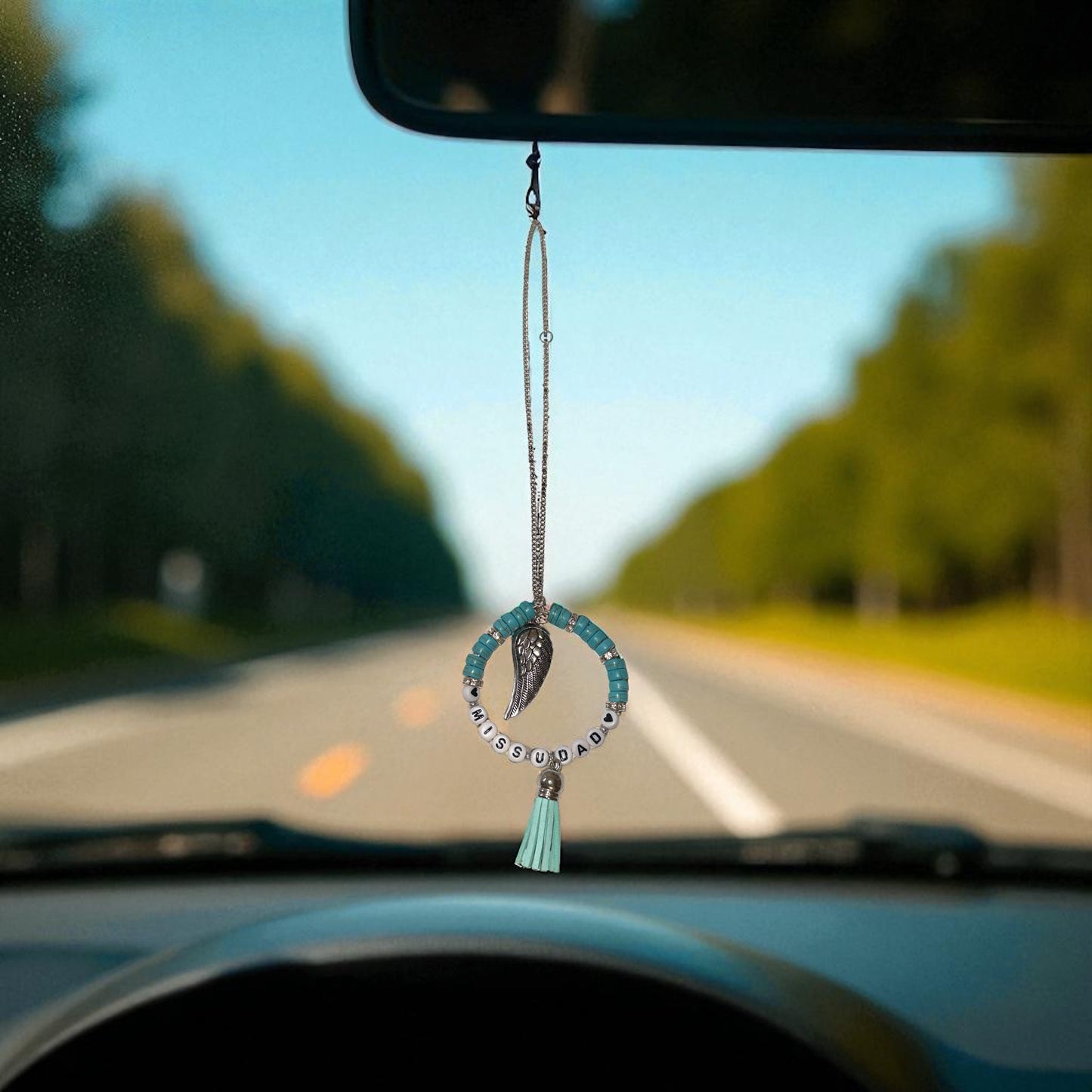 “IN MEMORY OF ANGEL WING REARVIEW MIRROR CAR CHARM”