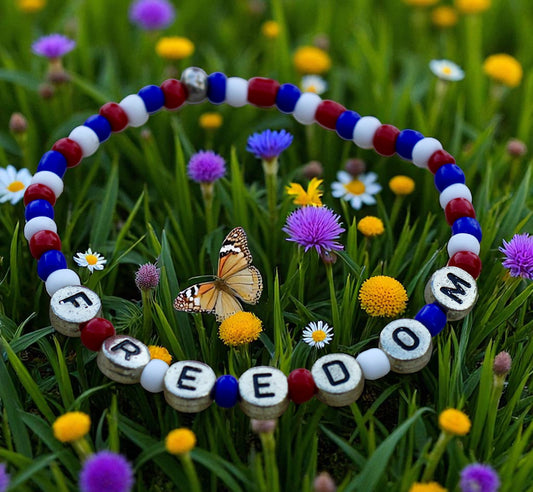 “RED,WHITE AND BLUE PATRIOTIC BRACELET”