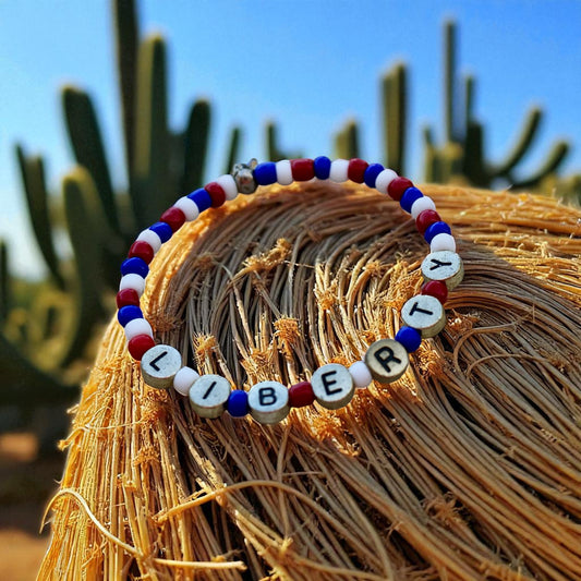 “RED,WHITE AND BLUE PATRIOTIC BRACELET”