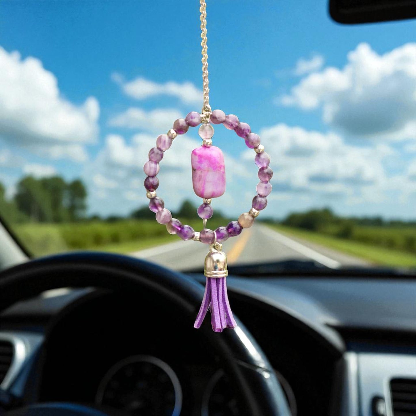 Amethyst Rearview Mirror Car Charm