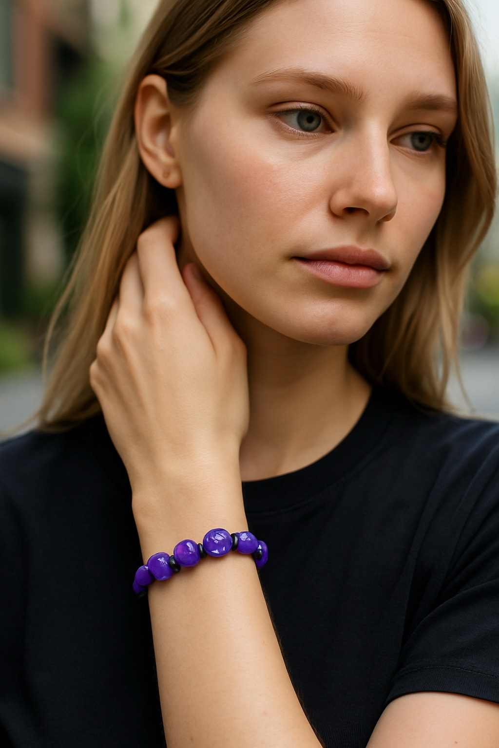 “PURPLE CRACKLE QUARTS BRACELET”